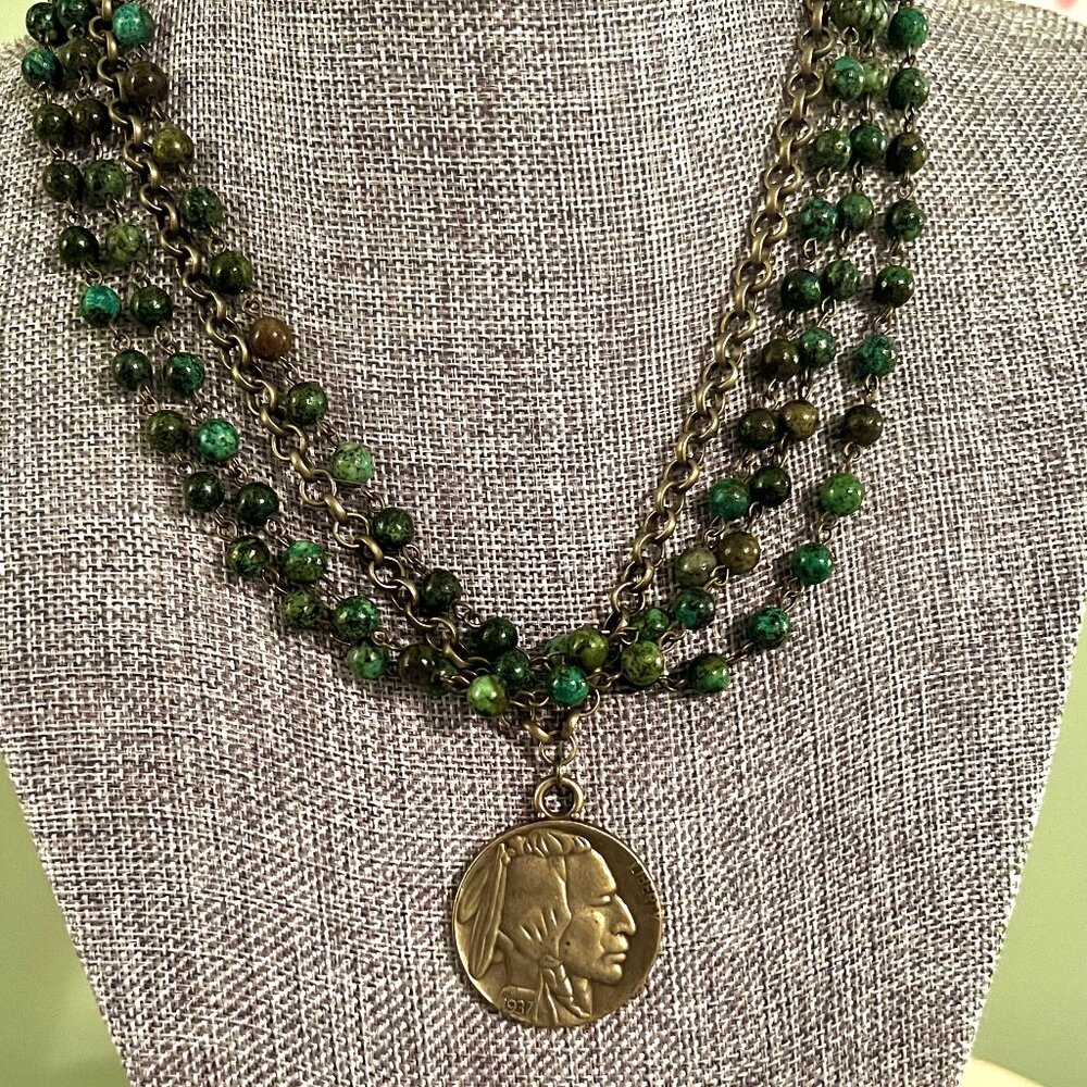 JEWELRY JUNKIE BRAND INDIAN HEAD COIN NECKLACE